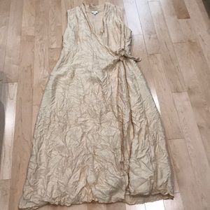 Ivory crinkled silk wrap dress